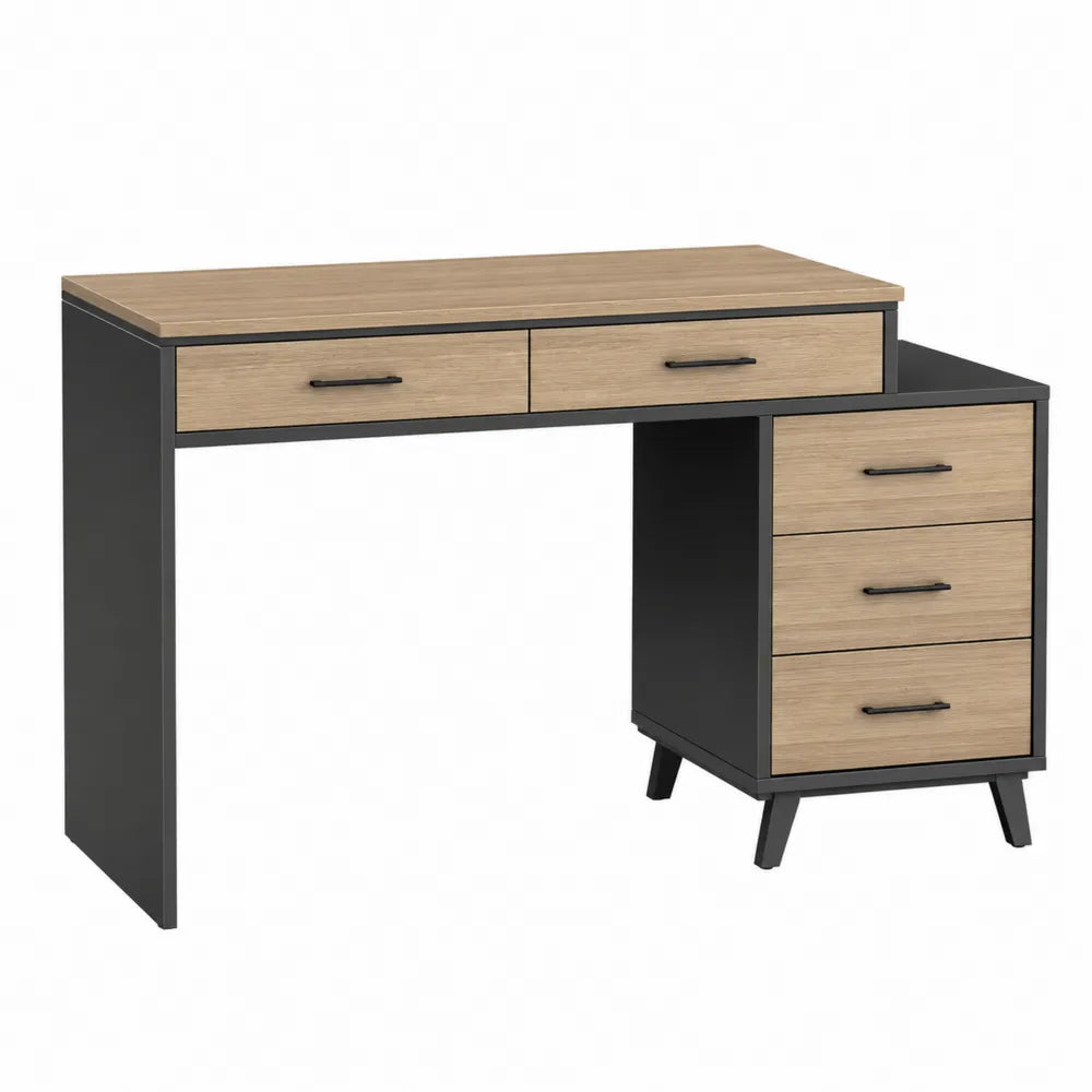 Schreibtisch mit 5 Schubladen Holzwerkstoff Schwarz 120x60x75 cm