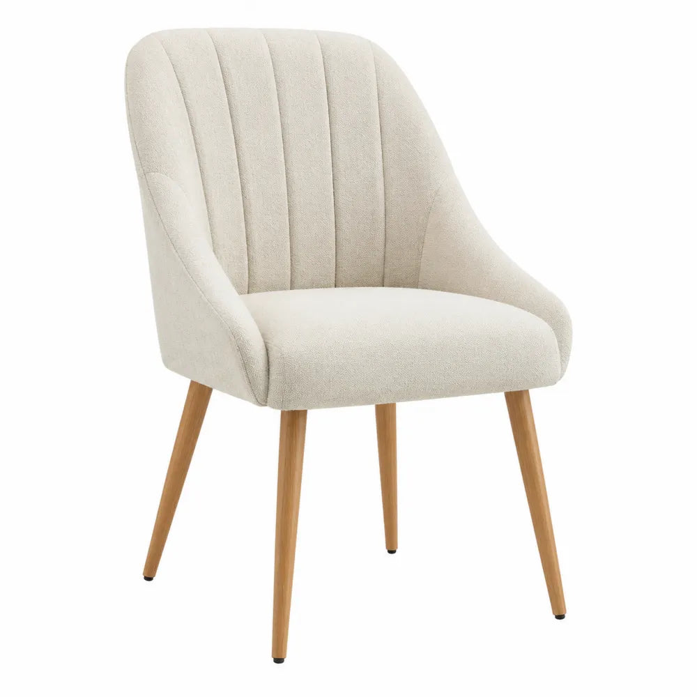 Esszimmerstuhl Beige Stoff mit Eichebeinen