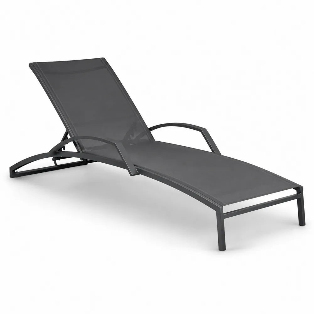 Gartenliege Aluminium Textilene Grau