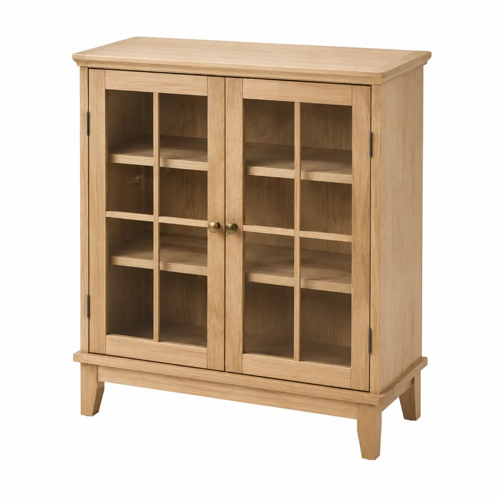 Holzschrank mit Glastüren aus Eiche 80x35x100 cm