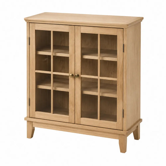 Holzschrank mit Glastüren aus Eiche 80x35x100 cm
