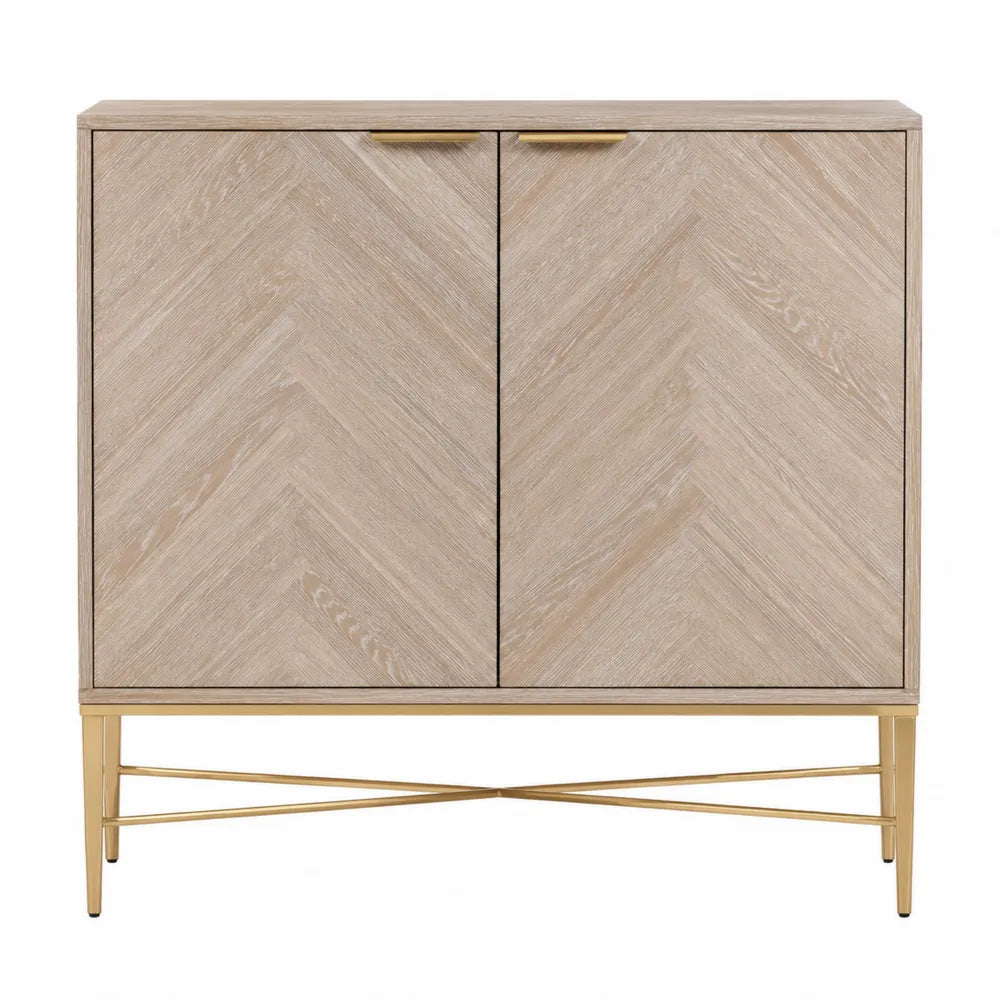 Schrank mit Eichenfurnier und Stahlgestell 80cm