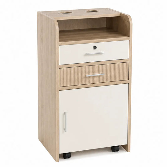 Holz Weißer Schrank mit Rollen und Schubladen
