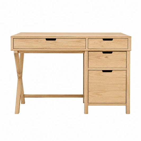 Eichenholz Schreibtisch mit 3 Schubladen 120x60x75 cm