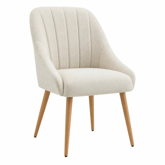 Esszimmerstuhl Beige Stoff mit Eichebeinen