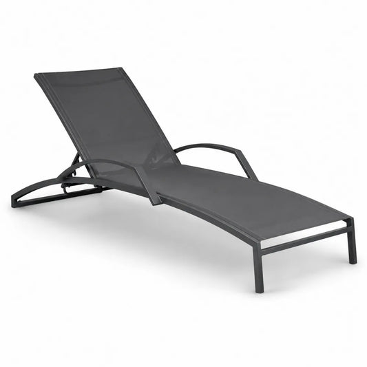 Gartenliege Aluminium Textilene Grau